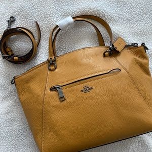 Coach, flared prairie leather satchel, yellow, NWT